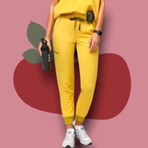 FIGS Zamora Scrub Pant Gold Small Petite NWT